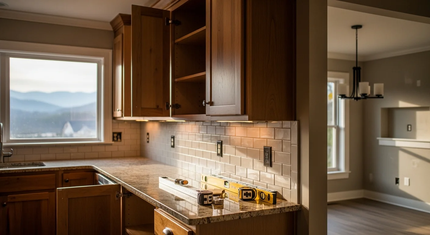 Renovated kitchen with new cabinets and countertops