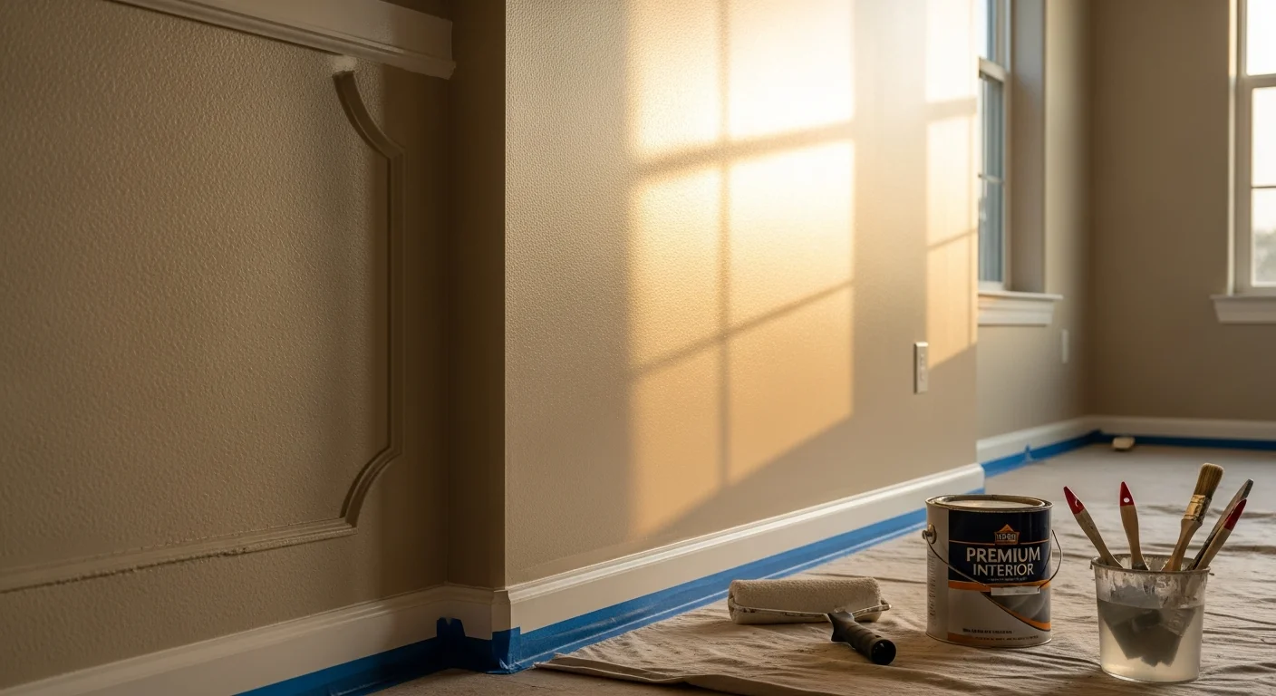 A freshly finish-painted interior room showing smooth, even walls and sharp trim lines completed by Omar Property Renovation LLC. The space reflects clean coverage on doors, ceilings, and baseboards typical of a renovation wrap-up in the Asheville, NC service area.